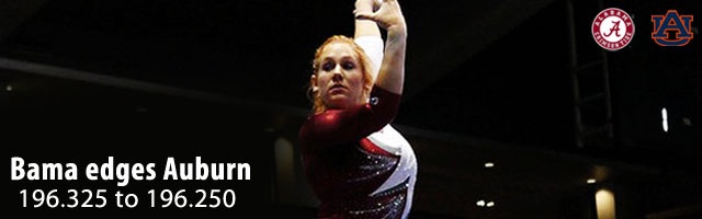 Priess Leads Bama to a 196.325-196.250 victory at Auburn